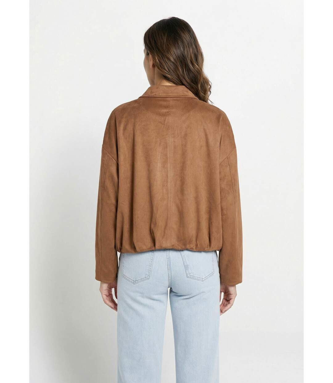 Blouson zippé suédine taille resserrée-2