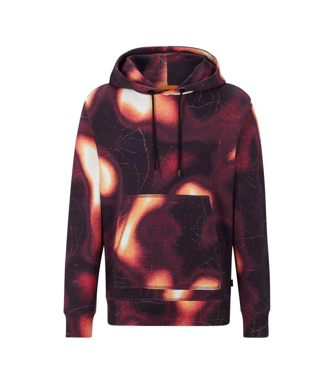 Mens Patterned Regular Long-sleeved Hoodie Medium Pink Boss-1