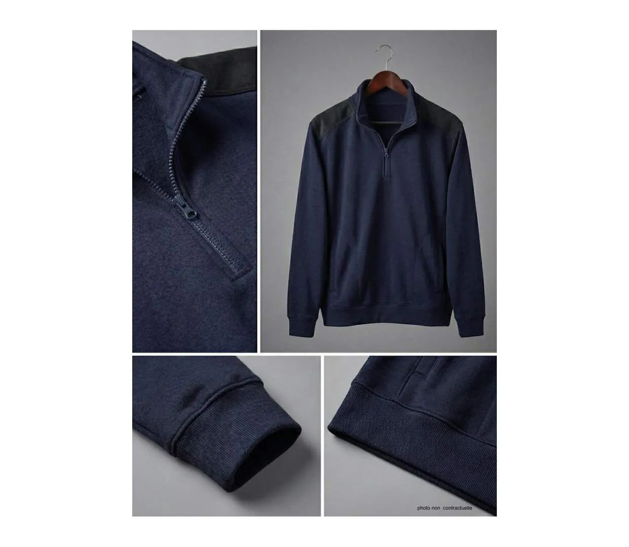 Sweat Col Camionneur Homme Pierro6 Challenger avec Renforts Épaules-3