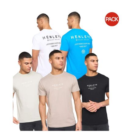 Pack of 5  Mens henstack t-shirt  multicoloured Henleys