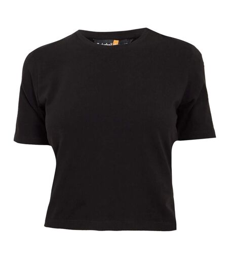 Womens/ladies Crew Neck Short-sleeved Crop Top Black Timberland