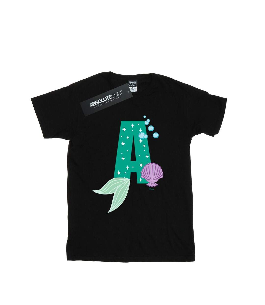Disney Womens/Ladies Alphabet A Is For Ariel Cotton Boyfriend T-Shirt (Noir) - UTBI42671-1