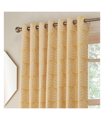 Horto eyelet curtains 90in x 54in ochre yellow Paoletti