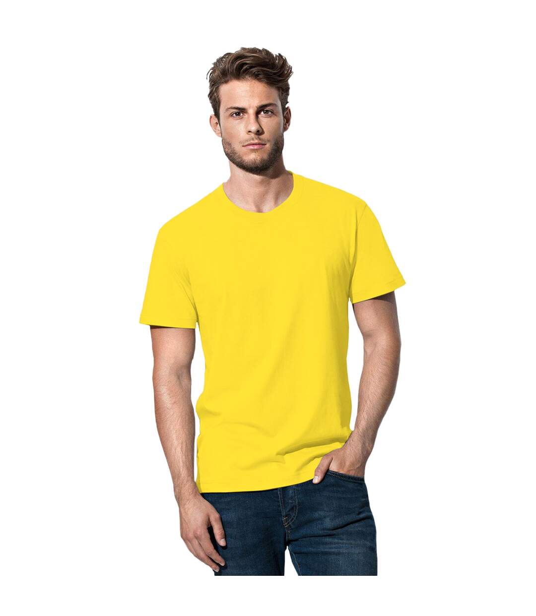 T-shirt Classique Homme Jaune Foncé Stedman-2