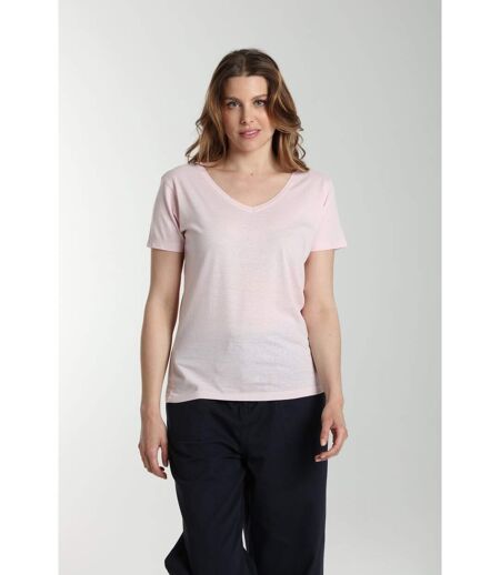Tee shirt col v manches courtes femme Maddy Pot Pourri(Rose) | Gerard Pasquier