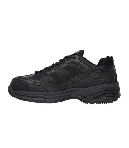 Mens Stride Grinnell Coated Leather Safety Shoes Black Skechers