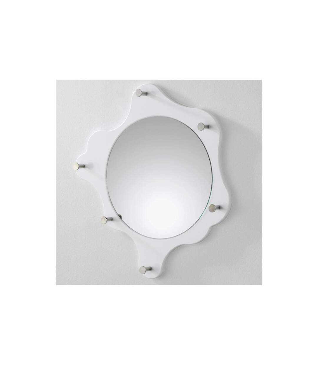 Patère Murale & Miroir 6 Crochets 56cm Blanc-1