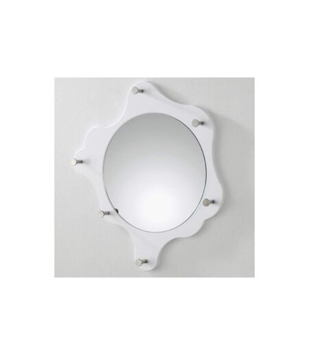 Patère Murale & Miroir 6 Crochets 56cm Blanc