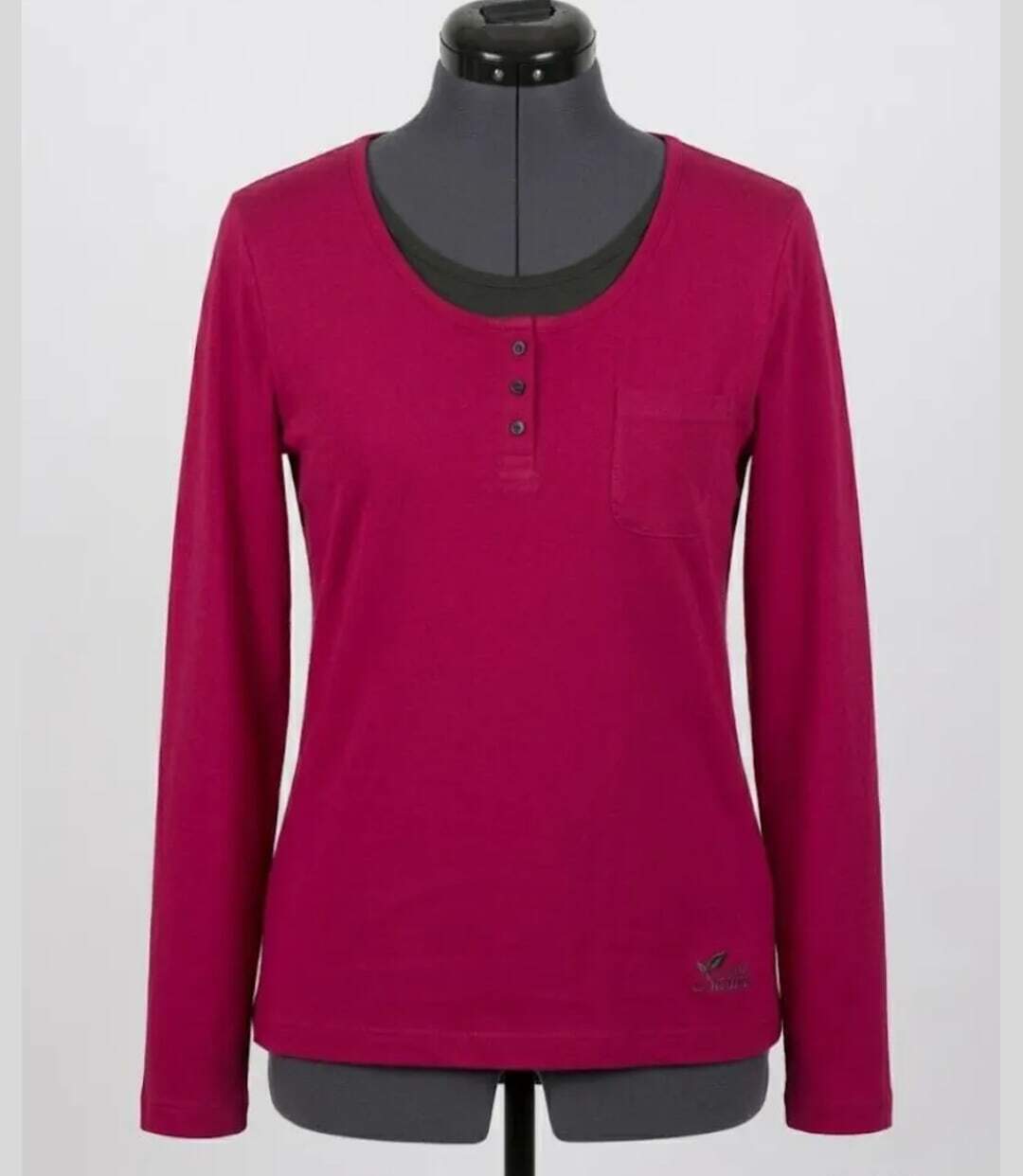 Mayflower NESTOR4 : Tee-shirt manches longues violet et gris avec col style boutonné-3