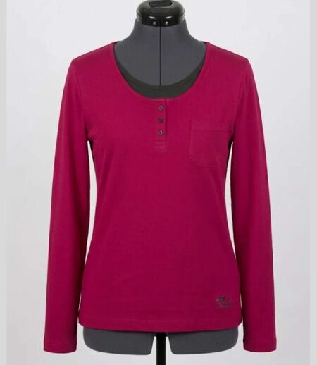 Mayflower NESTOR4 : Tee-shirt manches longues violet et gris avec col style boutonné
