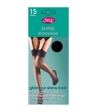 Silky Shine - Bas satinés pour porte-jarretelles (1 paire) - Femme (Noir opaque) - UTLW258