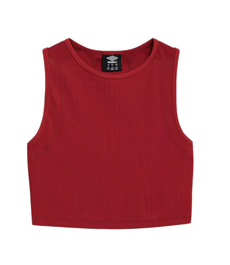 Womens/ladies Ribbed Crop Top Sundried Tomato Umbro