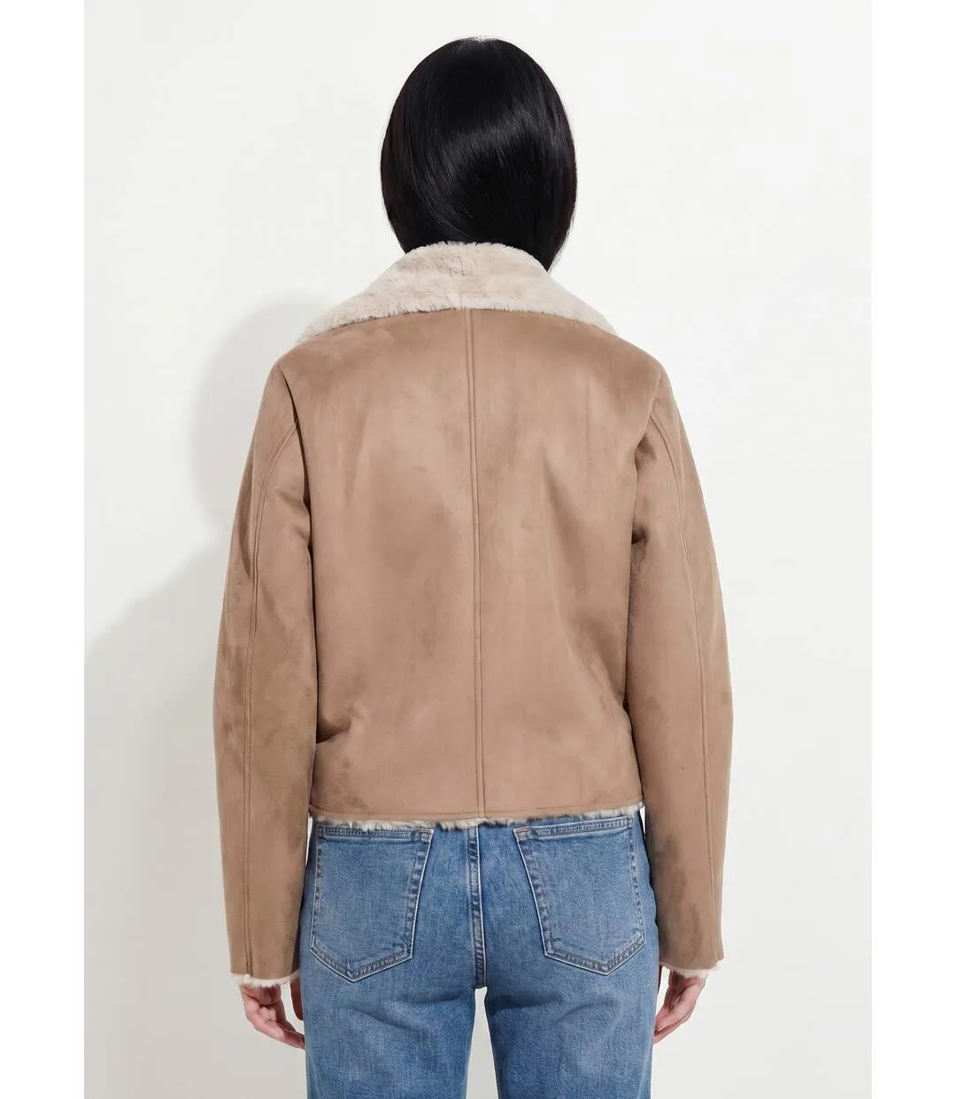 Blouson zippé façon peau lainée-2
