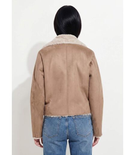 Blouson zippé façon peau lainée