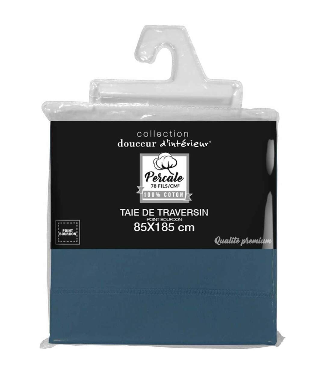 Taie de Traversin Percaline 85x185cm Bleu-4
