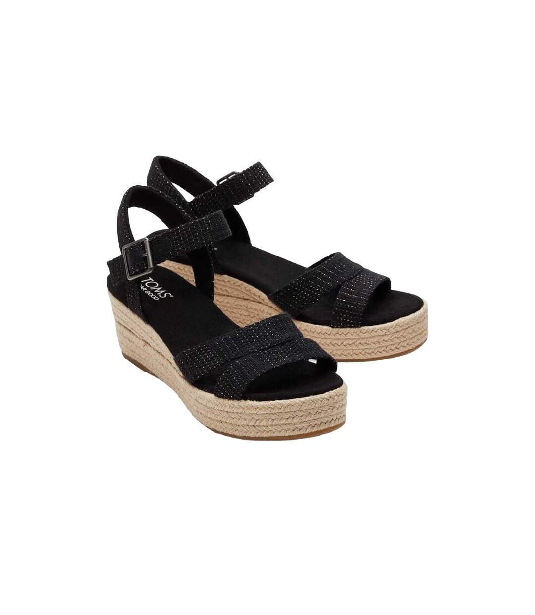 Womens/ladies audrey metallic espadrilles black Toms-1