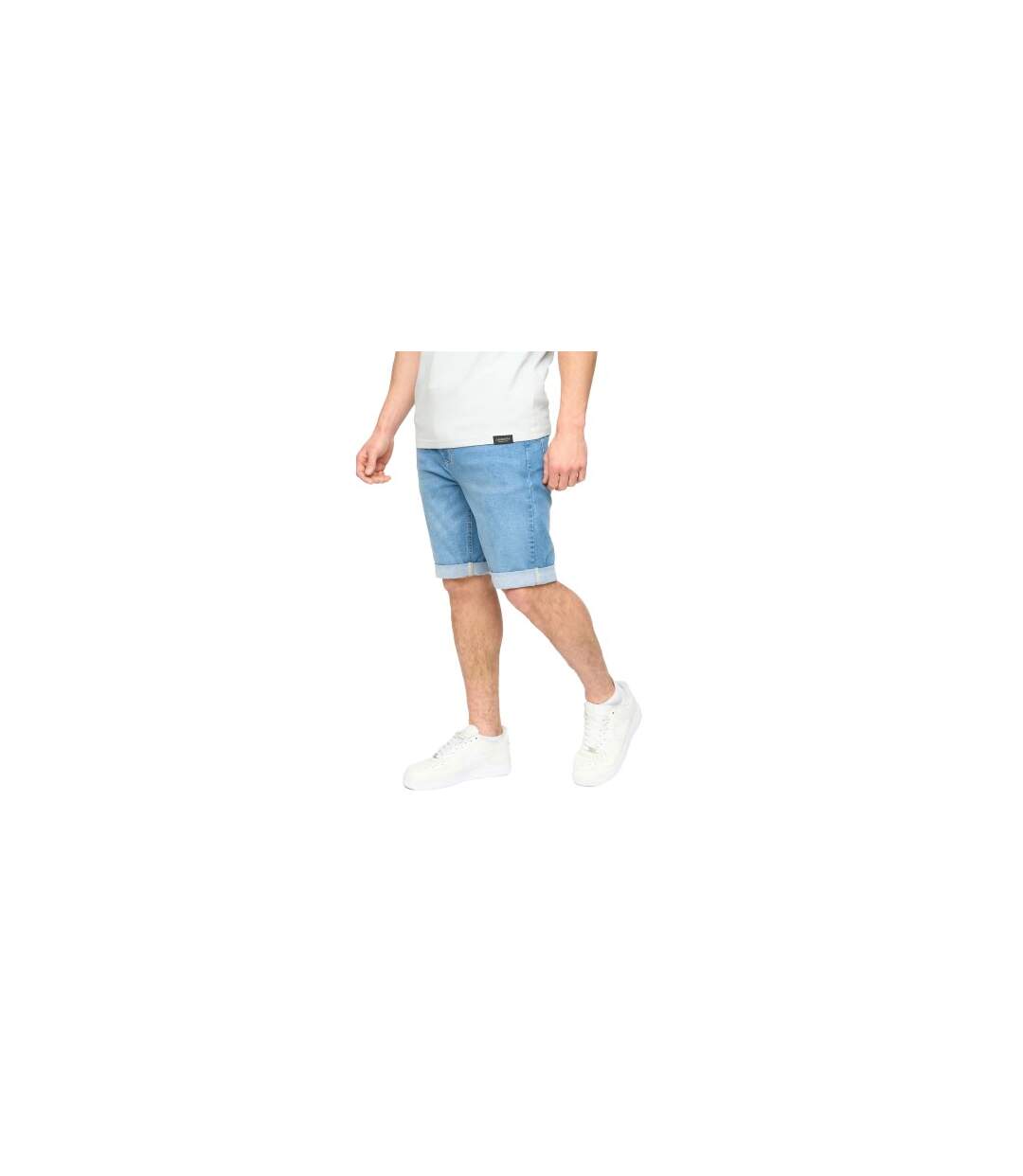 Mens Youlgreeve Denim Belted Shorts Mid Wash Crosshatch-1