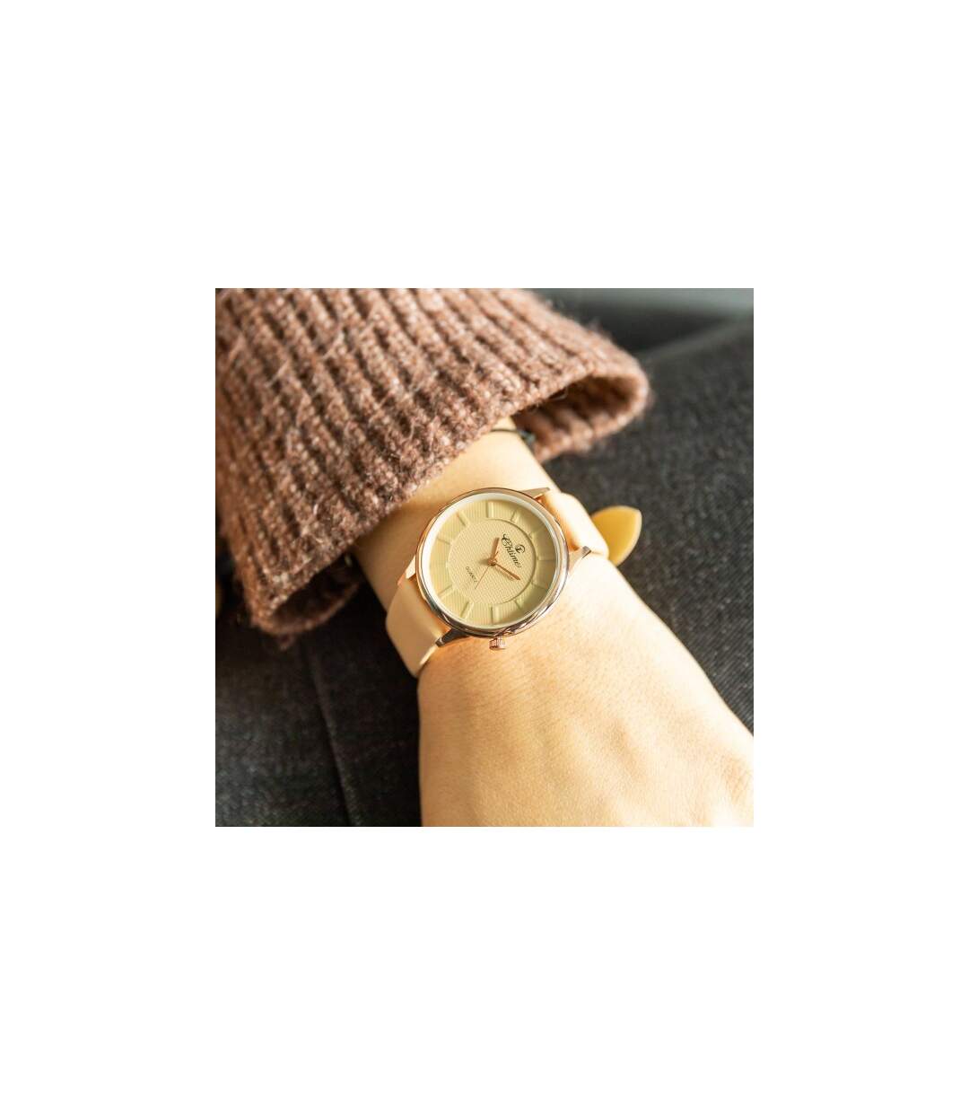 Très Jolie Montre Femme Beige Rose CHTIME-2