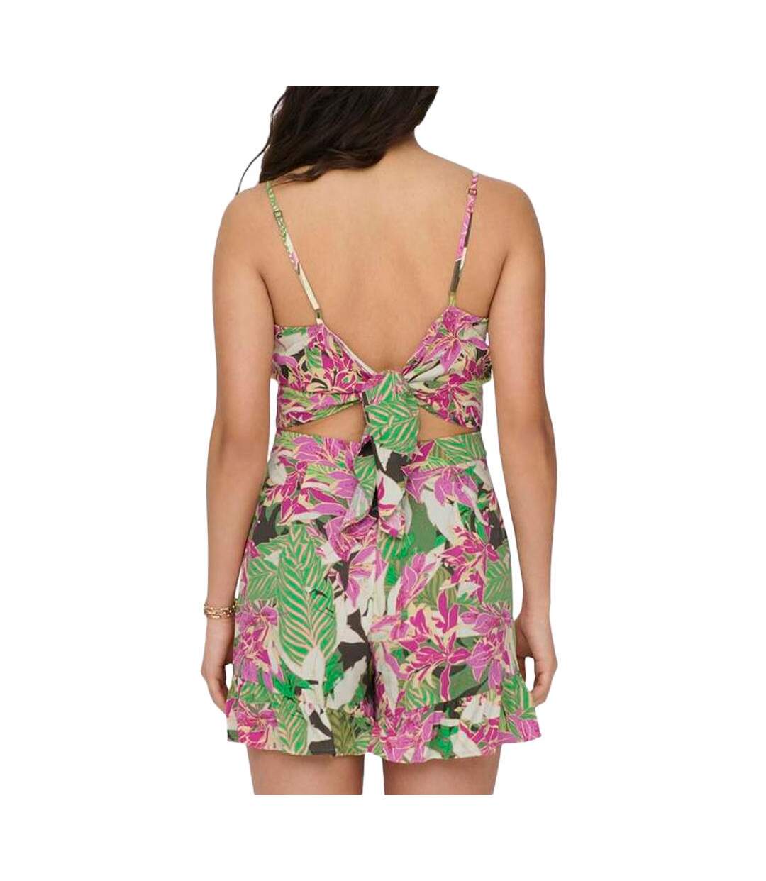 Combi-Short fleuris vert/rose femme only strap - l-2
