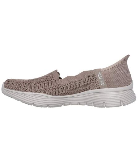 Womens/ladies Seager Believe It Trainers Dark Taupe Skechers