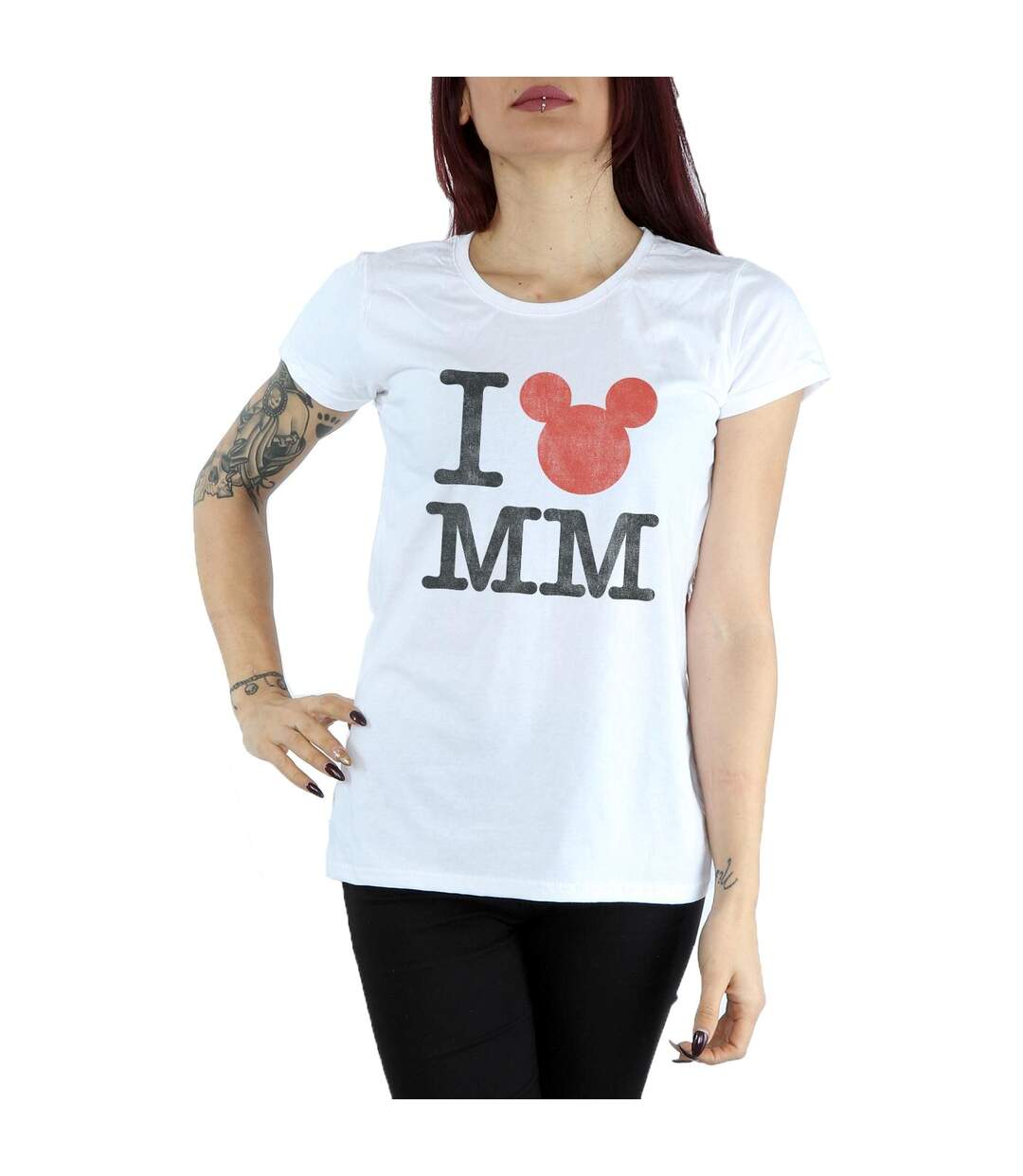 Disney T-shirt en coton I Love Mickey Mouse Femme/Ladies (Blanc) - UTBI30986-3