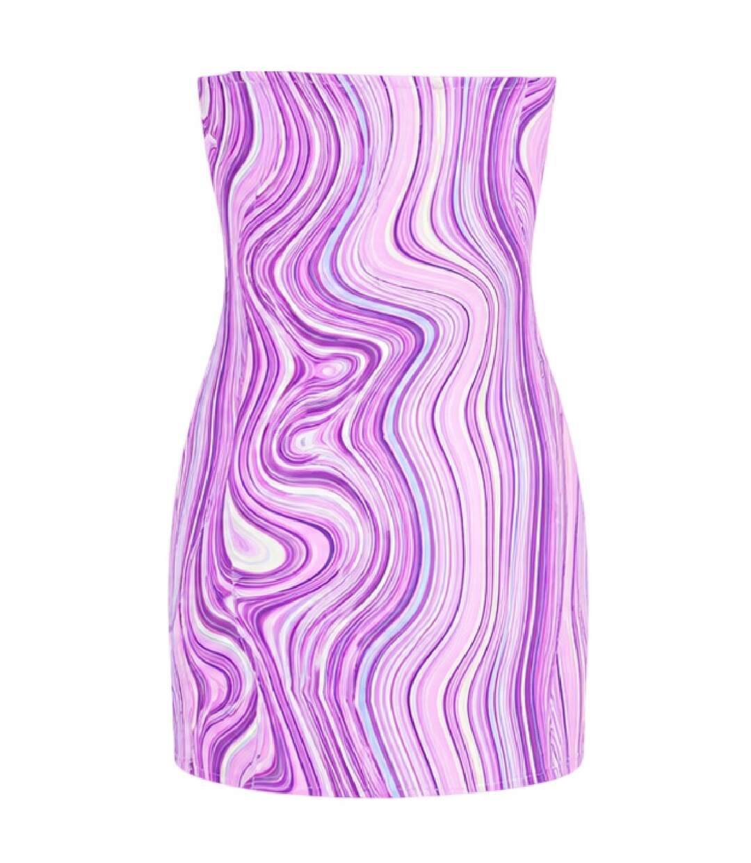 Womens/ladies Marble Bandeau Slim Mini Dress Purple Missy Empire-3