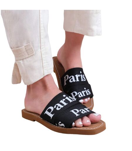 Womens/ladies cobra crossover strap flat sandals black Where´s That From