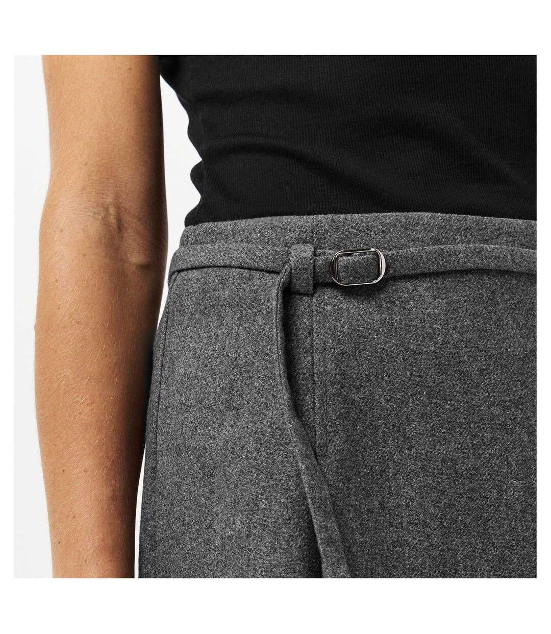 Womens/ladies Lexa Wool Blend Mini Skirt Grey Melange Edited-4