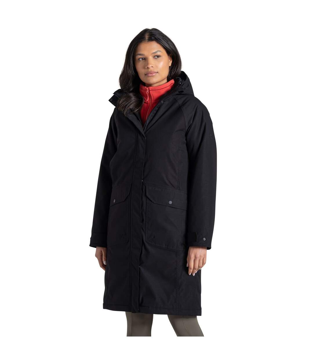 Veste Imperméable Longue Et Unie À Capuche Rosalind Femme Noir Craghoppers-1