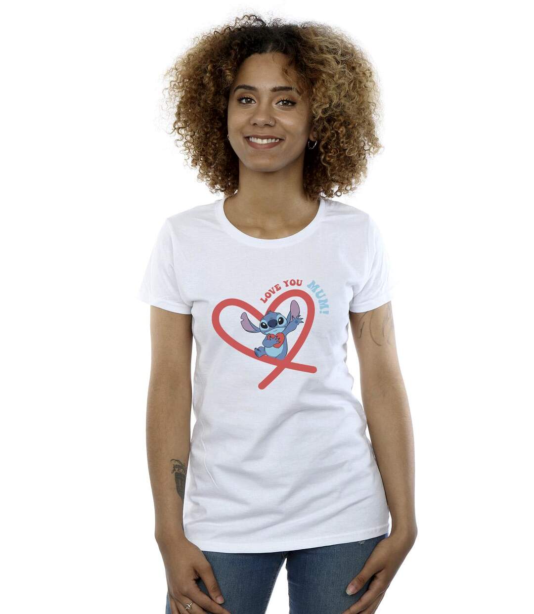 Disney T-shirt en coton Femme/Ladies Lilo & Stitch Love You Mum (Blanc) - UTBI25738-2