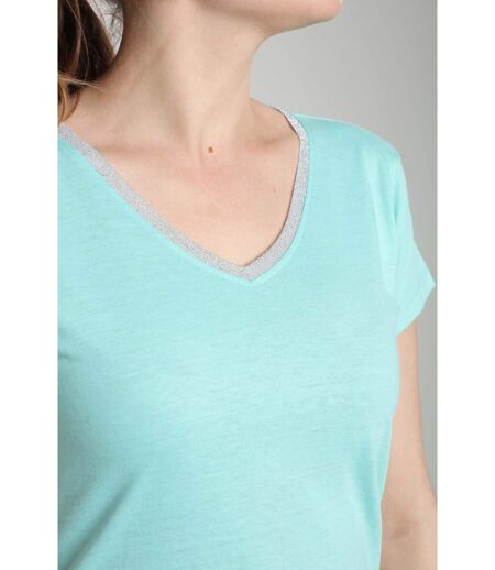 Tee Shirt Col V Lurex Manches Courtes Femme Tee Sun Carage() | Gerard Pasquier Avec Col-v | Gerard P