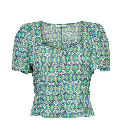 Blouse Verte/Blanche à Motifs Femme Only Alma - XS