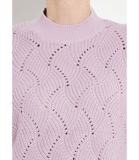 Pull chaud col montant maille ajourée épaisse
