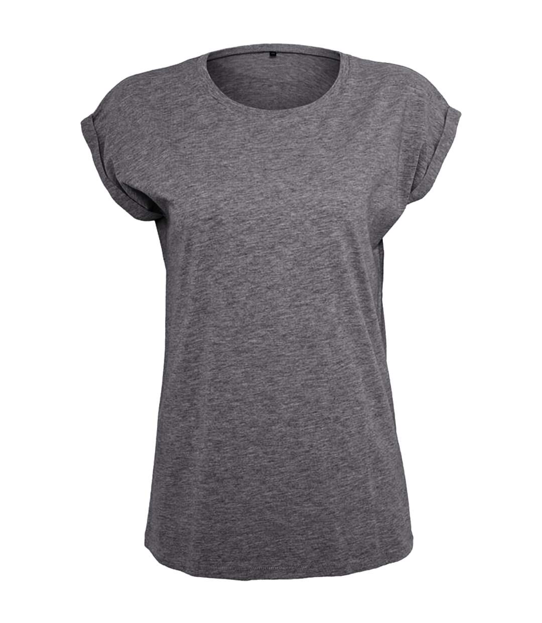 Womens/ladies Extended Shoulder T-shirt Charcoal Build Your Brand-1