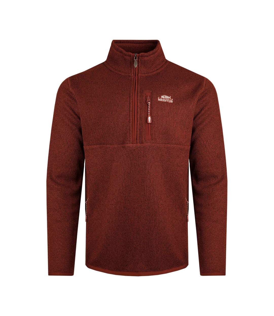 Mens turlock bonded quarter zip fleece top chocolate Weird Fish