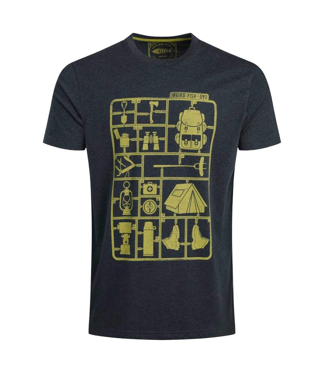 Mens camp kit graphic t-shirt navy Weird Fish-1