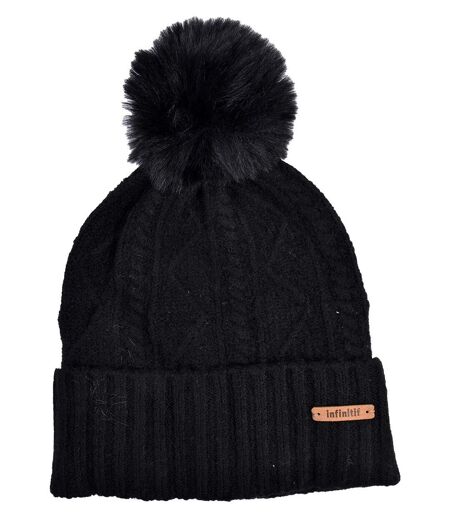 Bonnet Pompon INFINITF Femme 0212 POLAIRE NOIR