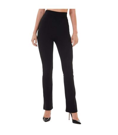 Womens/ladies Aleyna Ribbed Flared Leggings Black Lookus