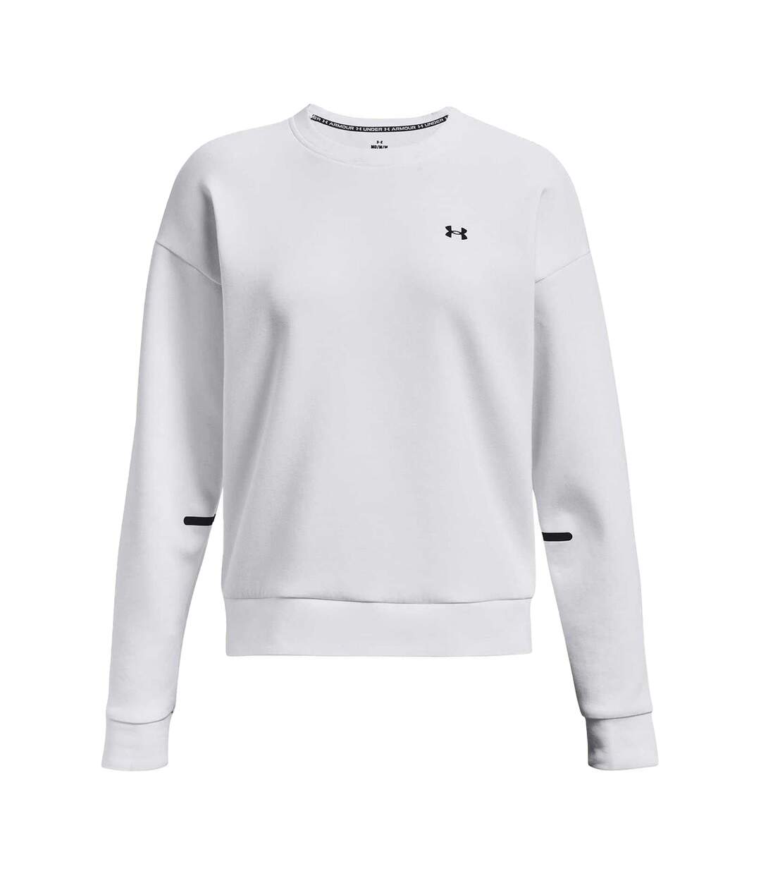 Womens/ladies Unstoppable Fleece Crew Neck Sweatshirt White Under Armour-1