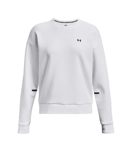 Womens/ladies Unstoppable Fleece Crew Neck Sweatshirt White Under Armour