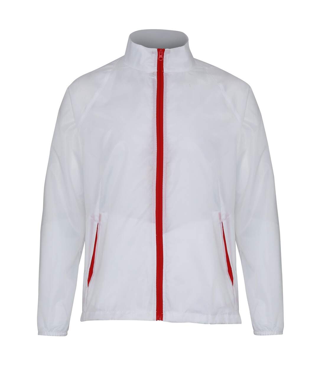 2786 Mens Contrast Lightweight Windcheater Shower Proof Jacket (Pack of 2) (White/ Red) - UTRW7001