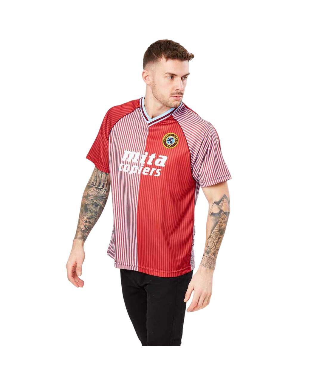 Mens Aston Villa Fc T-shirt Claret Blue Score Draw-4