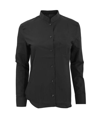 Kariban Womens/Ladies Long Sleeve Mandarin Collar Shirt (Black)