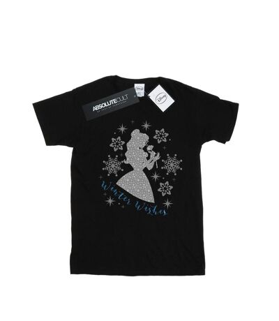 Disney Princess Womens/Ladies Belle Winter Silhouette Cotton Boyfriend T-Shirt (Black)