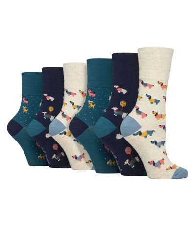 6 Pairs Ladies  NON ELASTIC Cotton Rich Wildlife Dogs Cats Patterned Socks