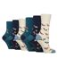 6 Pairs Ladies  NON ELASTIC Cotton Rich Wildlife Dogs Cats Patterned Socks-1