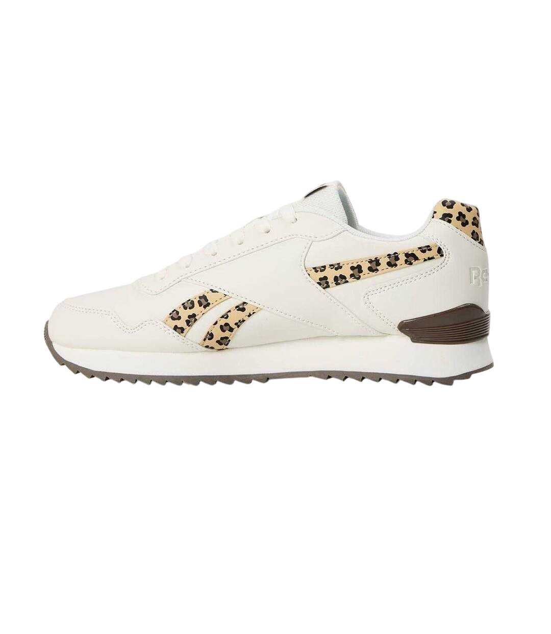 Womens/ladies Royal Glide Leather Trim Ripple Clip Trainers Chalk Leopard Reebok-3