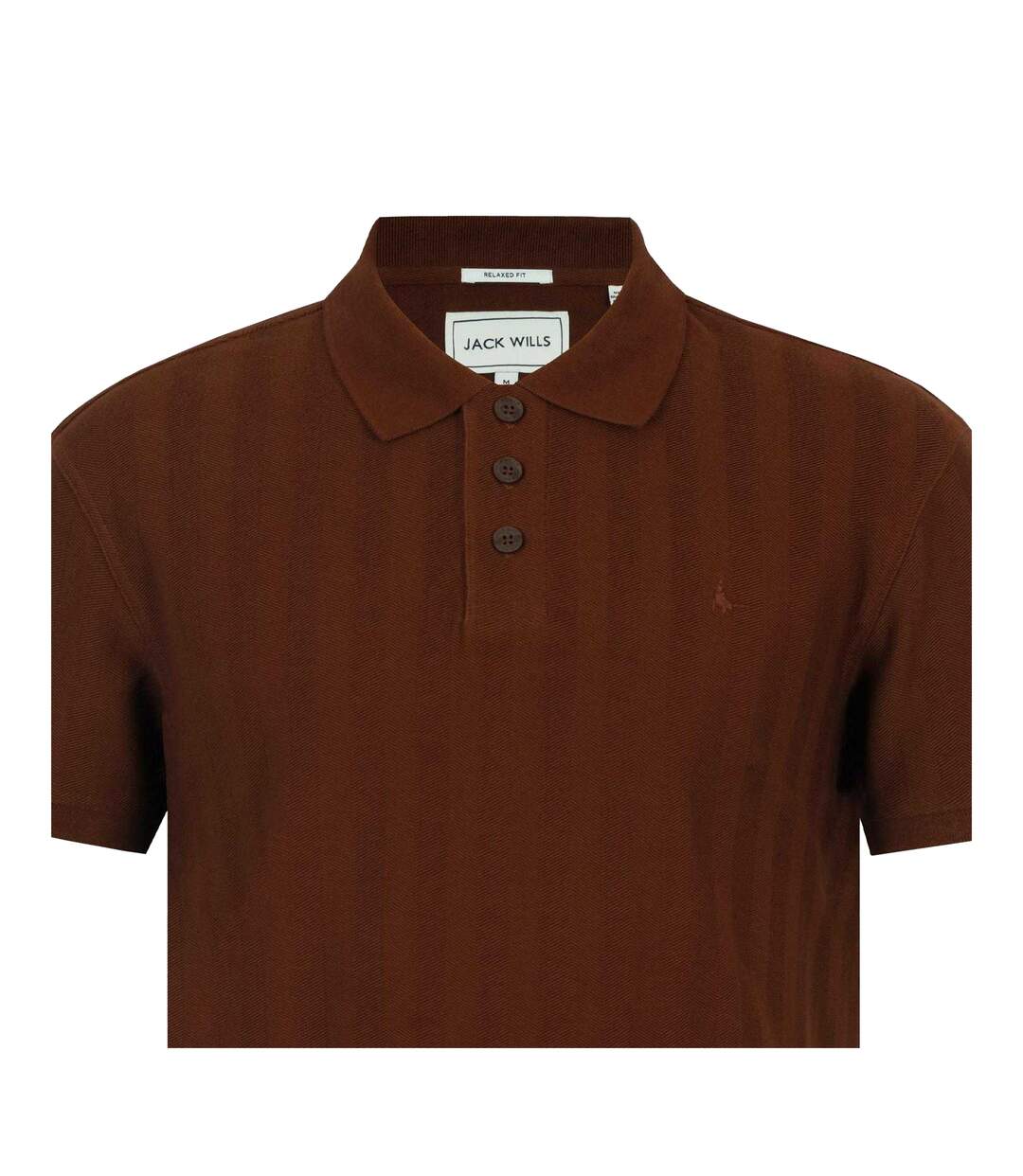 Mens Herringbone Cotton Polo Shirt Chocolate Jack Wills-3