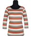 MAYFLOWER DIXIE1 - Tee-shirt manches 3/4 en coton rib : rayures crème, beige, taupe et orange-3
