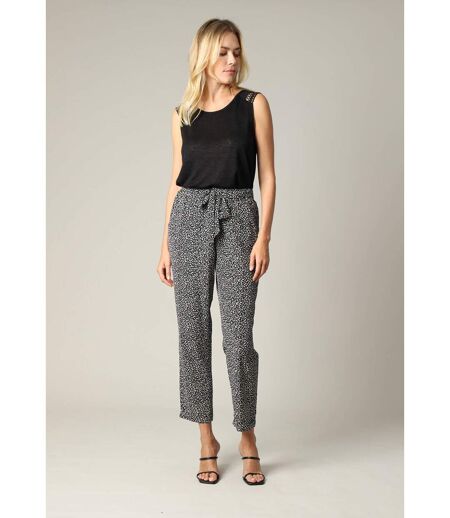 Pantalon fluide à imprimé animalier stylisé avec taille haute ceinturée EDILINE